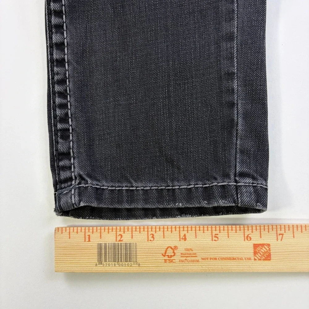 True Religion Ricky Straight Leg Jeans Mens 31 Black Faded Contrast Stitch USA